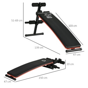 Bancă pentru Abdomene Pliabilă și Reglabilă, Bancă pentru Exerciții cu Spătar Reglabil, 47x139x51-69 cm, Negru - Img 3
