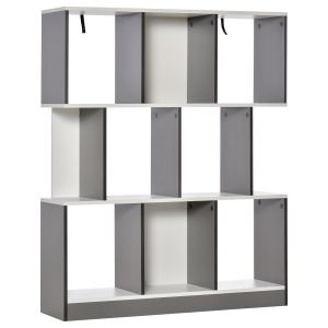 Bibliotecă cu 8 Rafturi pentru Sufragerie și Dormitor, din Lemn, 100x24x124 cm, Gri Închis - Img 1