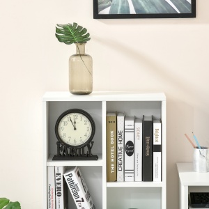 Bibliotecă din Lem Stil Vintage Cubica cu 7 Suporturi Diferite din MDF pentru Casă și Birou, 50x24x106 cm, Alb - Img 8