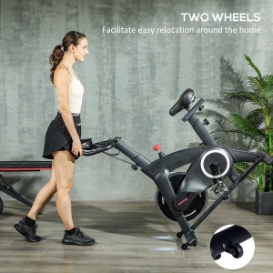 Bicicletă Magnetică cu Ghidon, Șa Reglabilă și Monitor LCD, 106x53x111-123 cm, Negru - Img 7