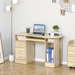 Birou PC pentru Birou cu Rafturi, Sertare si Polita Superioara din Lemn, 125x60x74 cm - Img 2