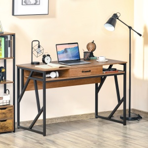 Birou pentru computer, Modern in Stil Industrial MDF, 120x60x76 cm, Maro - Img 2