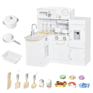 Bucatarie Jucarie Lemn – Accesorii Incluse, Chiuveta & Frigider