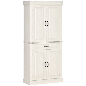Bufet Bucatarie – Stil Colonial Lemn Alb 80×35×180 cm - Img 1