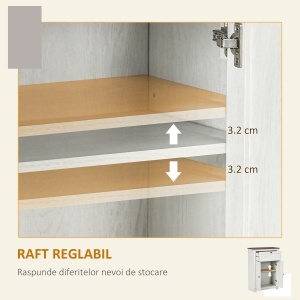 Bufet de depozitare cu multiple spații de depozitare, 2 uși cu raft reglabil, 1 sertar, 60L x 30Ad x 87,5Î cm - Img 5