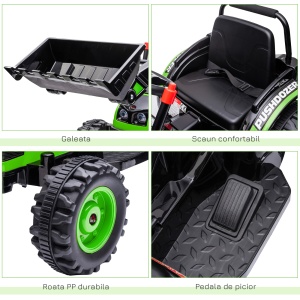 Buldozer Jucarie pentru Copii 3-5 Ani, Verde - Img 5