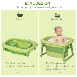 Cadita pentru baita pentru nou-nascuti si copii cu varsta intre 0-6 ani, din plastic antiderapant, verde, 75.3x55.4x43cm - Img 6