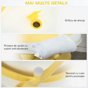 Cadita pentru baita pliabila pentru copii 0-3 ani cu indicator de temperatura si pernuta, 81.5x50.5x23.5 cm, alb - Img 5