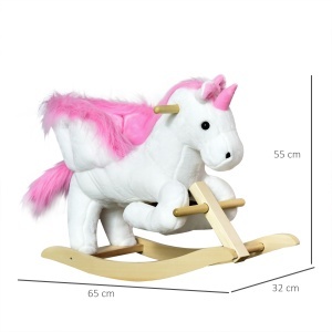 Cal tip Balansoar Unicorn cu Musica din Metal si Lemn 65x32x55cm - Img 3