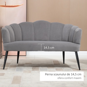 Canapea 132 cm – Catifea Gri pentru Dormitor sau Spatii Mici - Img 5