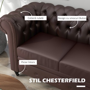 Canapea 2 Locuri – Chesterfield Piele Ecologica - Img 4