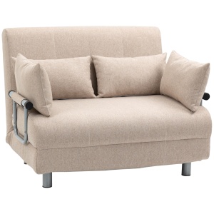 Canapea Extensibila 2 Locuri – Otel & Material, 4 Perne Crem - Img 1