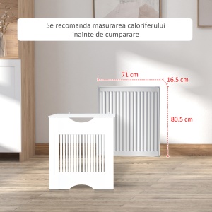 Capac de radiator din MDF alb, cu blat si design anti-inclinare, 78x19x82 cm - Img 7