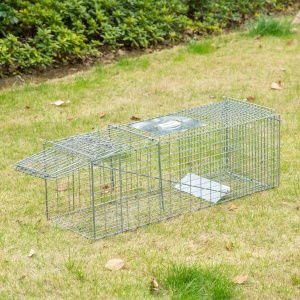 Capcana pentru animale , 93 x 31 x 34,5 cm Cusca umana pentru rozatoare pentru iepuri, pisici fara stapan, ratoni, marmote, chipmunks, veverite, Argintiu - Img 2