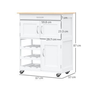 carucior bucatarie, suport pentru sticle, 67x37x87cm - Img 4