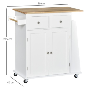 Carucior de bucatarie suport condimente cu 3 niveluri si 4 roti din MDF si PAL, 89x45x89.5cm, alb - Img 3