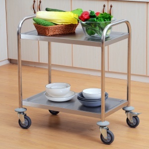 Carucior Pentru Bauturi Racoritoare de Bucatarie 2 Rafturi in Otel Inox 71x41x81cm - Img 9