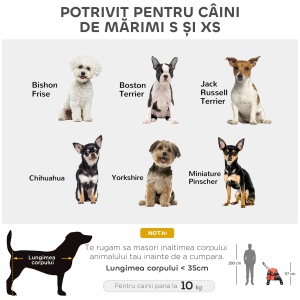 Cărucior pliabil pentru câini cu copertină reglabilă, geantă și 2 lese, 82x47x97 cm, roșu și negru - Img 4