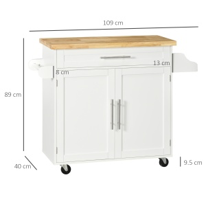 Carut Bucatarie 109×40×89 cm – Blat Lemn, Roti & Spatiu Depozitare - Img 3