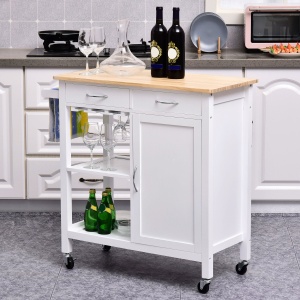 Carut Bucatarie Lemn – 88,5×40×86 cm, Design Clasic cu 2 Sertare - Img 2