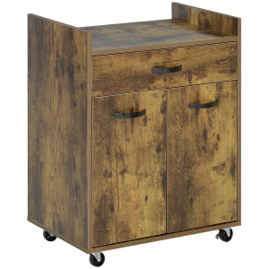 Carut Bucatarie Lemn Rustic – Raft Reglabil & Roti 60x40x77 cm