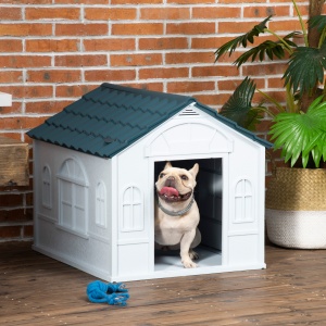 Casa din plastic pentru caini de talie mare, cu protectie pentru orice vreme, albastru, 65 x 75.7 x 63 cm; - Img 2