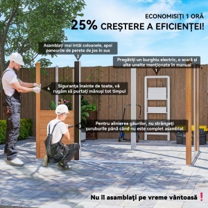 Căsuță de Grădină din Oțel cu Efect de Lemn și Uși Duble Glisante, 278x195x215 cm, Maro - Img 4