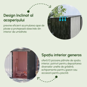 Casuta Gradina 100×103×160 cm – Lamiera Otel cu incuietoare - Img 7