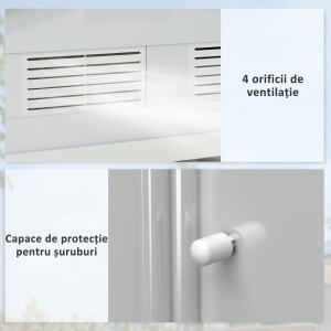 Casuta Gradina Otel Alb 213×130×185 cm – Cu Usi Glisante - Img 8