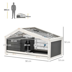Casuta pentru iepuri cu sticla de apa, Cusca cu 2 usi pentru porcusori de Guineea, Spatiu de alergat cu tava glisanta pentru iepurasi, Casuta mica pentru animale pentru interior, gri inchis - Img 3