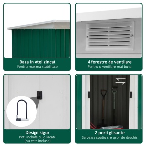 casuta pentru unelte gradina, 277x130x173cm, verde - Img 7