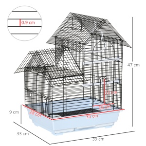 Colivie Metalica 39×33×47 cm – Alb, cu Tava, Cuiere & Leagan - Img 3