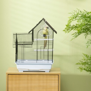 Colivie Metalica 39×33×47 cm – Alb, cu Tava, Cuiere & Leagan - Img 8
