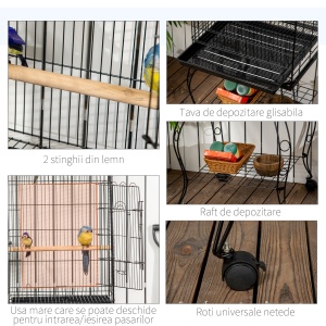 Colivie pentru Pasari si Papagali – Negru 51×51×153 cm cu Roti - Img 5