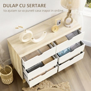Comoda 6 Sertare 120×40×76 cm Natur - Img 4