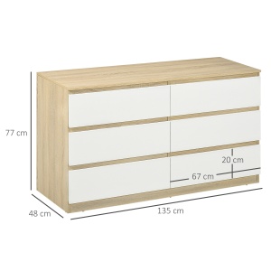 Comoda 6 Sertare 135×48×77 cm Alb/Natur - Img 3