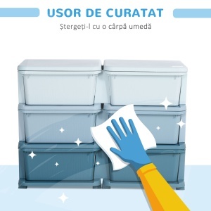 Comodă 6 Sertare pentru Copii cu Margini Rotunjite din PP Albastru - Img 6