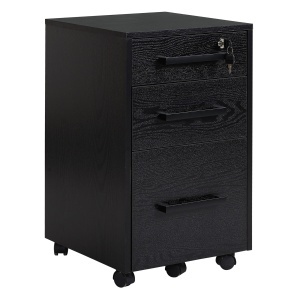 Comoda Birou Neagra – 3 Sertare cu Roti 39×40×65,4 cm - Img 1