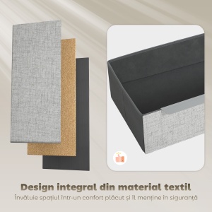 Comoda cu 4 Sertare în Oțel cu Acoperire în Țesut cu Efect de In, 60x36x88 cm, Gri - Img 5