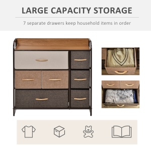 Comoda cu 7 sertare pliabile din material textil Raft din MDF 80x29x78.5cm - Img 5