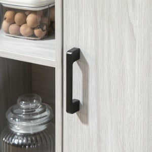 Comoda moderna din lemn cu rafturi, 100x34x87.2cm, gri deschis - Img 8