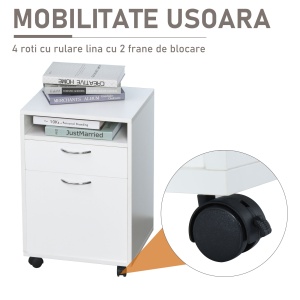 comoda pentru birou, cu roti, 40x35x60cm, alba - Img 7