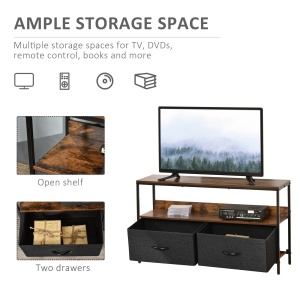 comoda TV stil industrial 98x29x56cm, maro si negru - Img 4