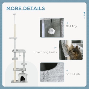 Copac pentru Pisici de Interior Turn de Joaca Centru de Activitati de Escaladare Turn de Zgariere Apartament Perne Inaltime Reglabilaaccesorii animale feline sala de gimnastica pisoi lounge mobila sufragerie - Img 6