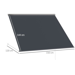 Copertină cu Braț Pliabil, cu Deschidere Manuală, Copertină Basculantă cu Protecție UV30+, 150x120 cm, Gri Închis - Img 3