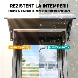 Copertină de Exterior Impermeabilă și Anti-UV, din Policarbonat, Polipropilenă și Aluminiu, 75x100x23 cm, Maro și Negru - Img 6