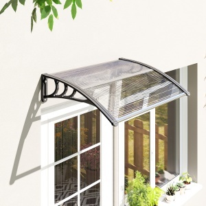 Copertină de Exterior pentru Uși și Ferestre 75x100 cm, Protecție Solară și împotriva Ploii, cu Suport din Aluminiu, Transparentă - Img 2