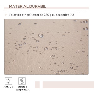 Copertină Extensibilă pentru Exterior, Copertină Roll-Up cu Deschidere Manivelă, 295x200 cm, Bej - Img 4