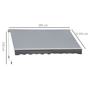 Copertina pentru soare tip rulou reglare cu manivela, din aluminiu si poliester, 295x245cm, gri - Img 3