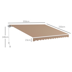 Copertină Pliabilă pentru Exterior, Copertină Tip Roll-Up cu Deschidere Manivelă, 350x250 cm, Galben - Img 3